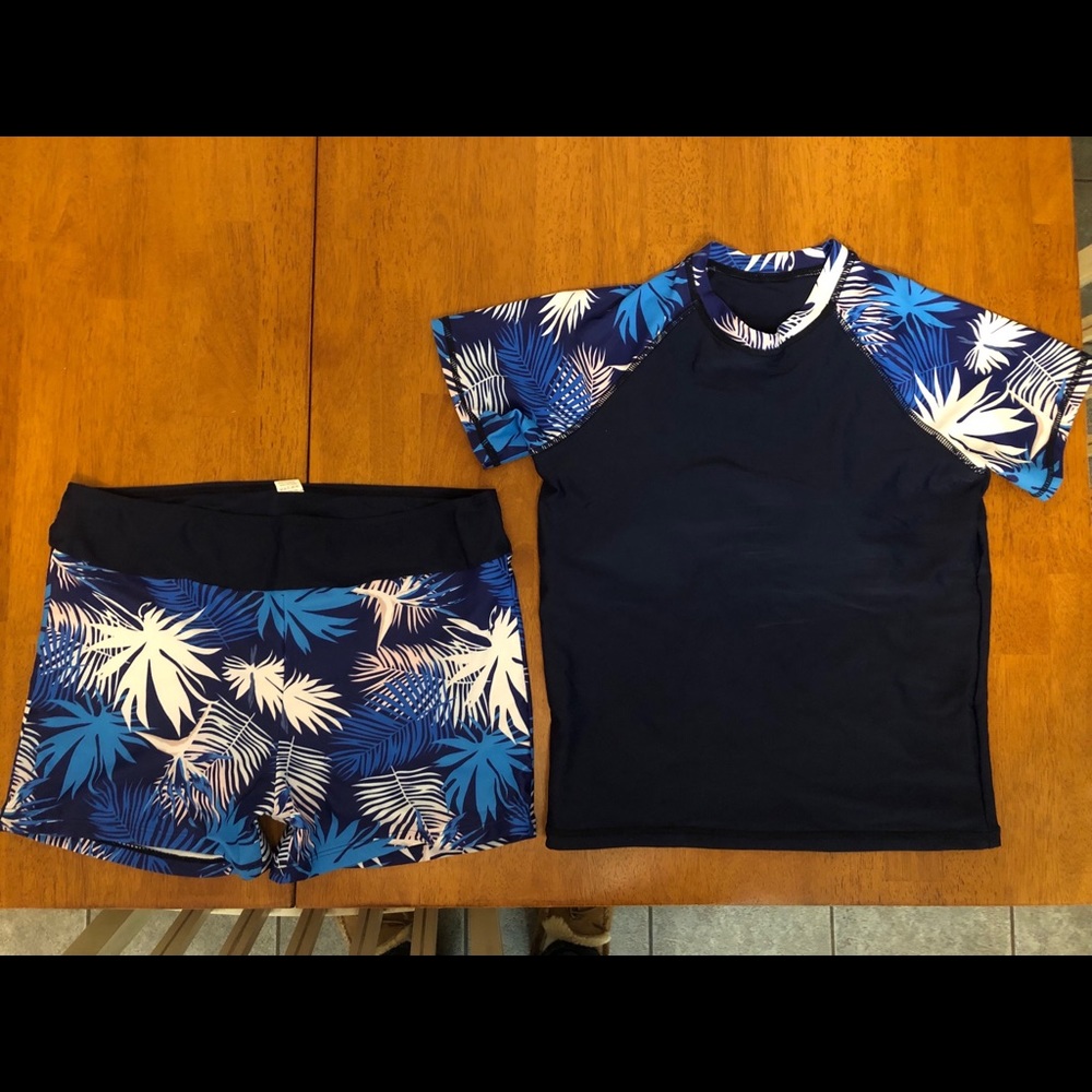 Women’s shirt and shorts bathing suit, brand new!